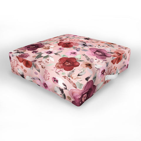 Ninola Design Bountiful bouquet Pink Romance Outdoor Floor Cushion