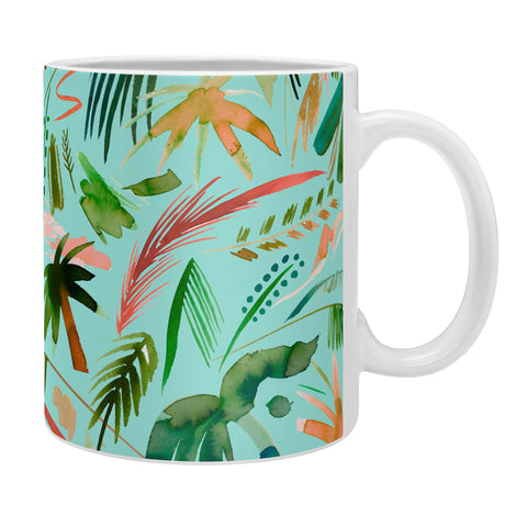 Ninola Design Brushstrokes Palms Turquoise Coffee Mug