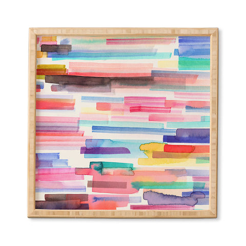 Ninola Design Brushstrokes Stripes Abstract Watercolor Framed Wall Art