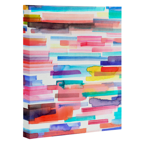 Ninola Design Brushstrokes Stripes Abstract Watercolor Art Canvas