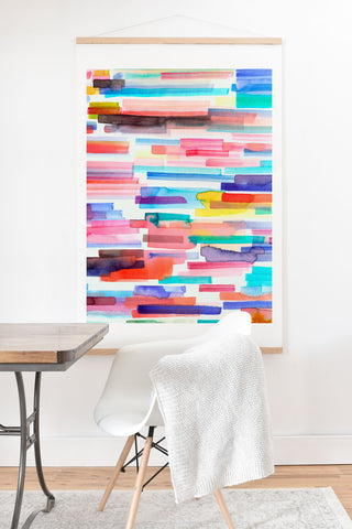 Ninola Design Brushstrokes Stripes Abstract Watercolor Art Print And Hanger