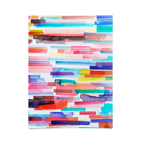 Ninola Design Brushstrokes Stripes Abstract Watercolor Poster