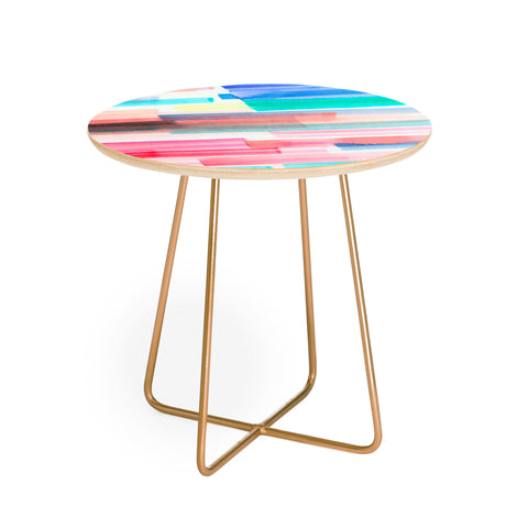 Ninola Design Brushstrokes Stripes Abstract Watercolor Round Side Table