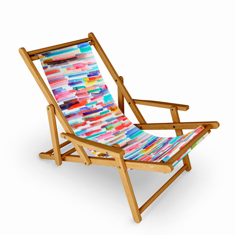 Ninola Design Brushstrokes Stripes Abstract Watercolor Sling Chair