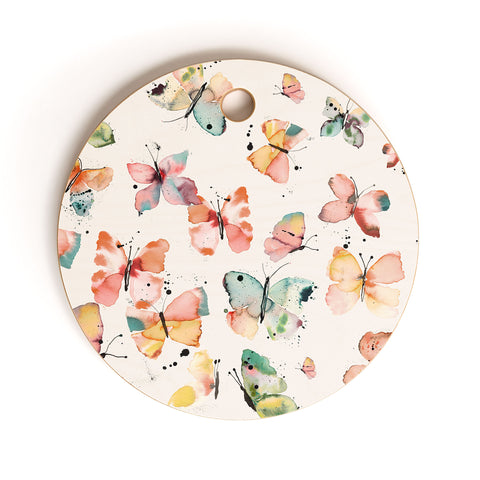 Ninola Design Butterflies watercolor countryside Cutting Board Round
