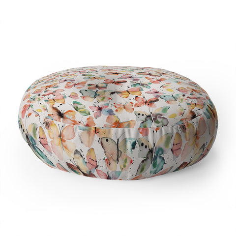 Ninola Design Butterflies watercolor countryside Floor Pillow Round