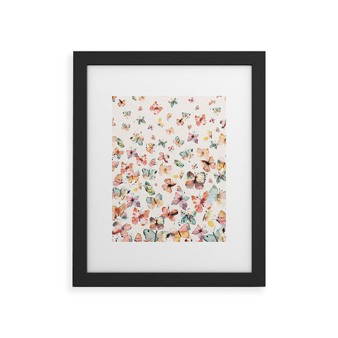 Ninola Design Butterflies watercolor countryside Framed Art Print