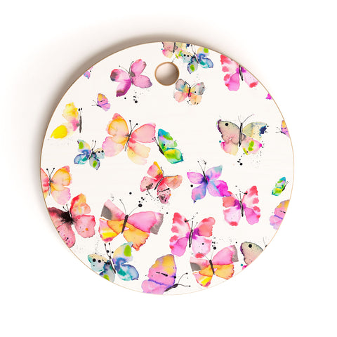 Ninola Design Butterflies watercolor gradation Cutting Board Round