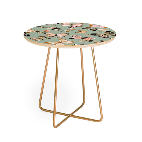 Ninola Design Butterflies wings Gold green Round Side Table