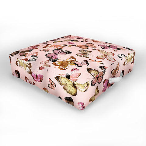 Ninola Design Butterflies wings Gold pink Outdoor Floor Cushion
