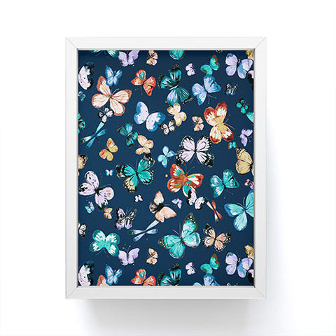 Ninola Design Butterflies wings navy blue Framed Mini Art Print