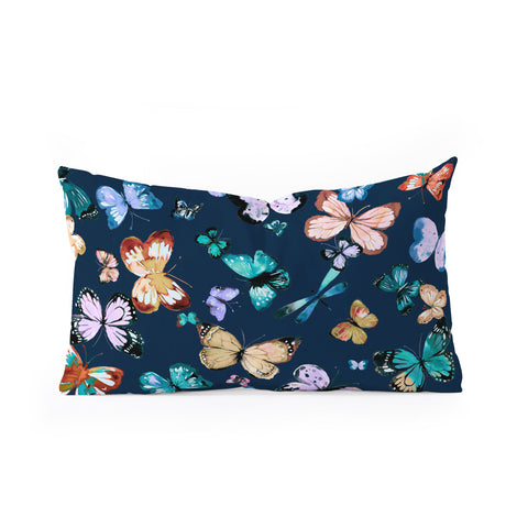 Ninola Design Butterflies wings navy blue Oblong Throw Pillow