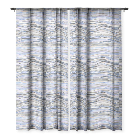 Ninola Design Canyon mountains landscape Blue Sheer Window Curtain