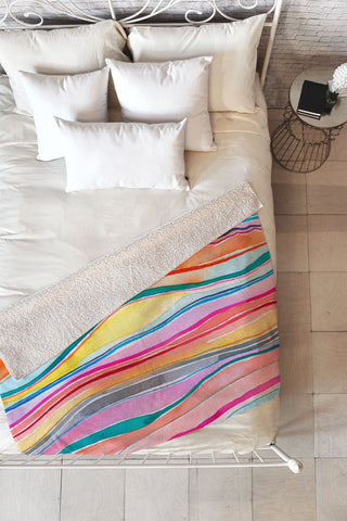 Ninola Design Canyon mountains rainbow Fleece Throw Blanket