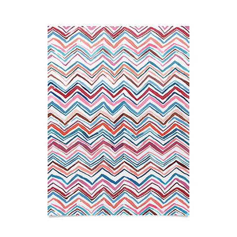 Ninola Design Chevron zigzag stripes Blue Pink Poster