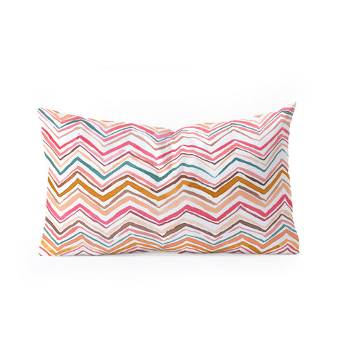 Ninola Design Chevron zigzag stripes Warm desert Oblong Throw Pillow