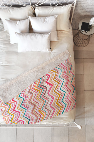 Ninola Design Chevron zigzag stripes Warm desert Fleece Throw Blanket