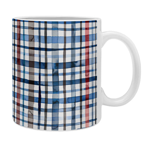 Ninola Design Christmas Checks Tartan Blue Coffee Mug