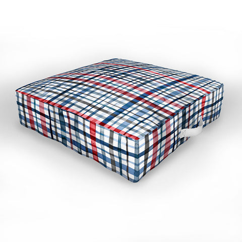 Ninola Design Christmas Checks Tartan Blue Outdoor Floor Cushion