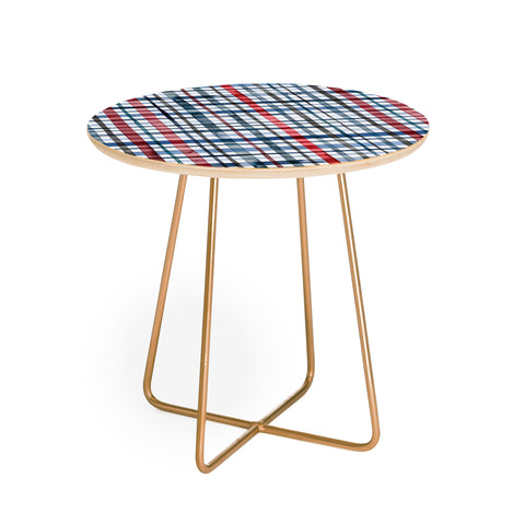 Ninola Design Christmas Checks Tartan Blue Round Side Table