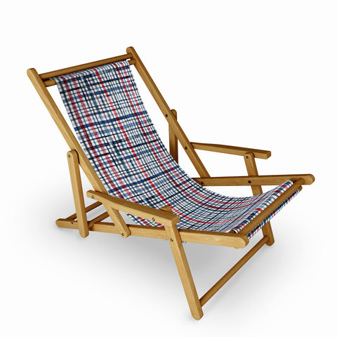 Ninola Design Christmas Checks Tartan Blue Sling Chair