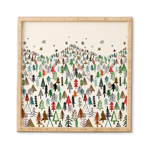 Ninola Design Christmas pines forest Red green Framed Wall Art