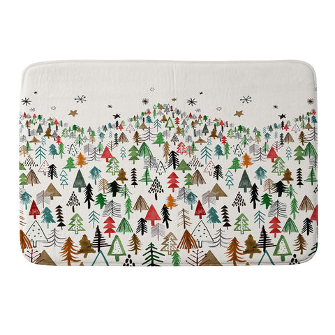 Ninola Design Christmas pines forest Red green Memory Foam Bath Mat