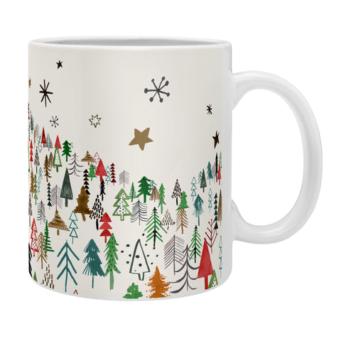 Ninola Design Christmas pines forest Red green Coffee Mug