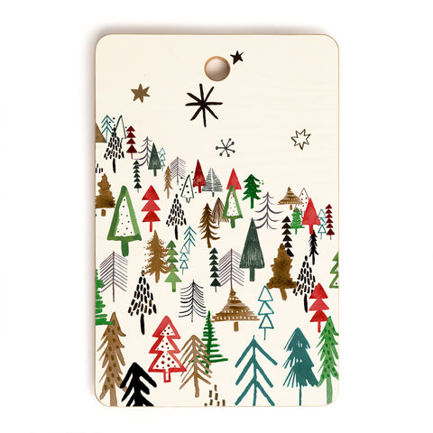 Ninola Design Christmas pines forest Red green Cutting Board Rectangle