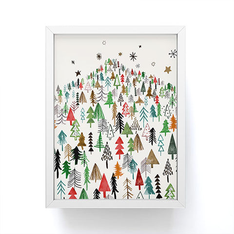 Ninola Design Christmas pines forest Red green Framed Mini Art Print