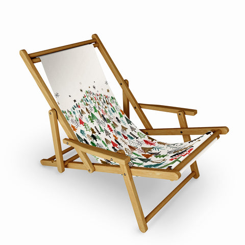 Ninola Design Christmas pines forest Red green Sling Chair