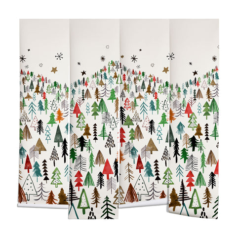 Ninola Design Christmas pines forest Red green Wall Mural