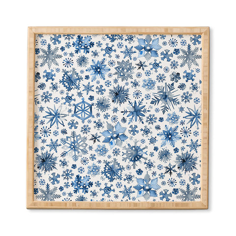 Ninola Design Christmas Stars Snowflakes Blue Framed Wall Art