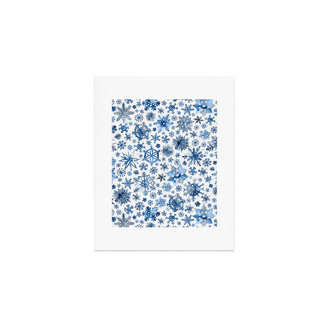 Ninola Design Christmas Stars Snowflakes Blue Art Print