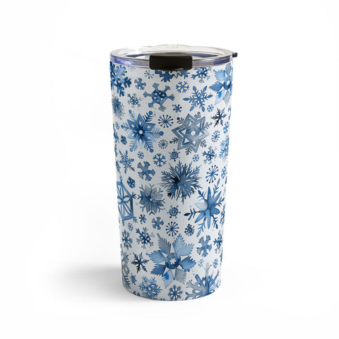 Ninola Design Christmas Stars Snowflakes Blue Travel Mug