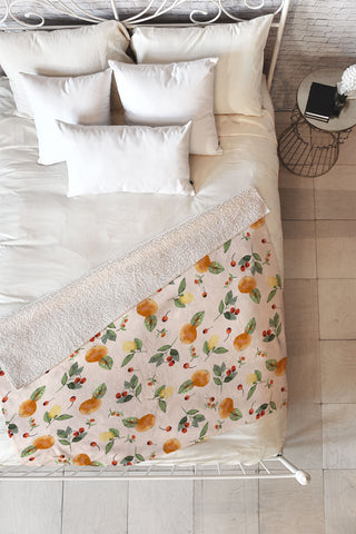 Ninola Design Citrus fruits Countryside summer Fleece Throw Blanket