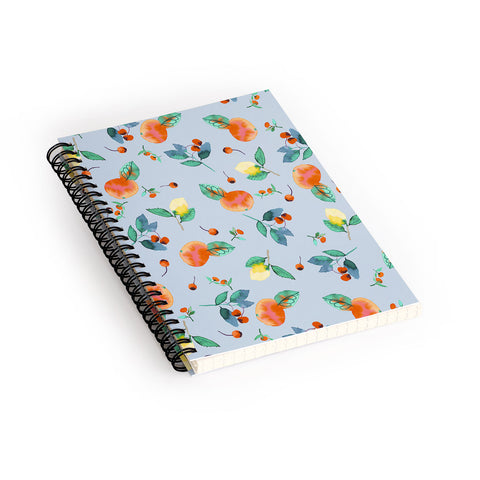 Ninola Design Citrus fruits Summer Blue Spiral Notebook