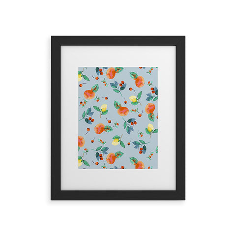 Ninola Design Citrus fruits Summer Blue Framed Art Print