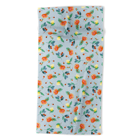 Ninola Design Citrus fruits Summer Blue Beach Towel