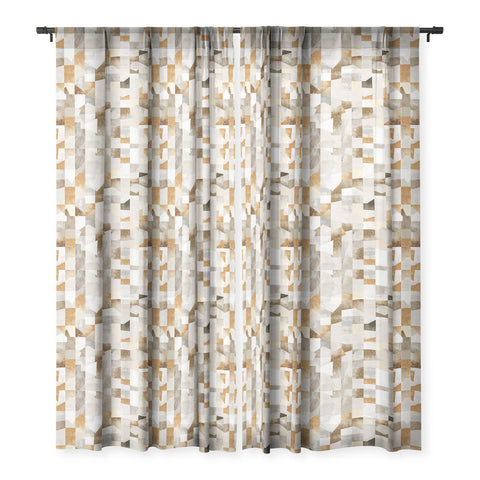 Ninola Design Collage texture gold Sheer Window Curtain