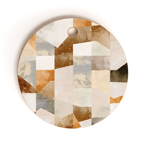 Ninola Design Collage texture gold Cutting Board Round