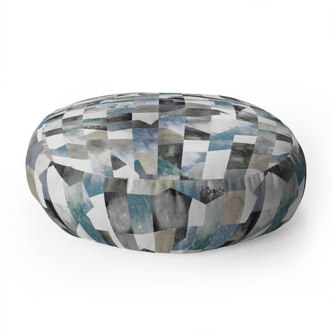 Ninola Design Collage texture Gray Floor Pillow Round