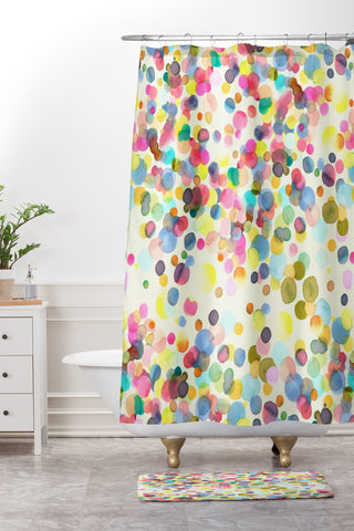 Ninola Design Color Dots Watercolor Shower Curtain And Mat