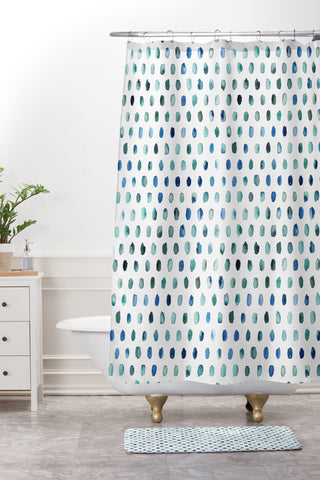 Ninola Design Color palette blue Shower Curtain And Mat