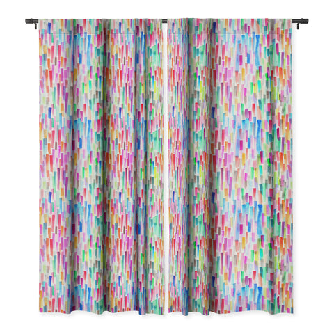 Ninola Design Colorful Brushstrokes White Blackout Window Curtain