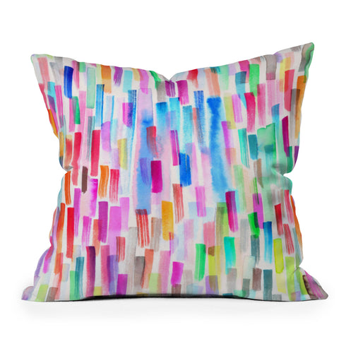 Ninola Design Colorful Brushstrokes White Throw Pillow