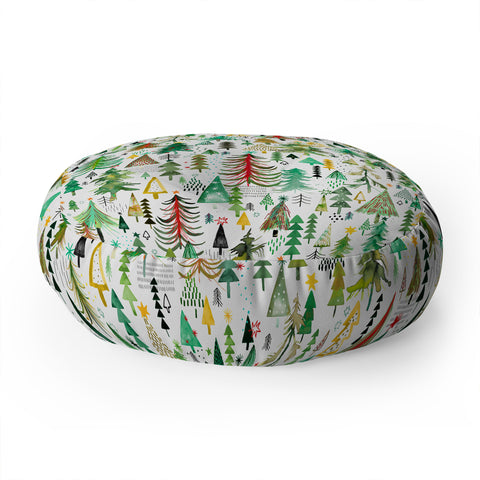 Ninola Design Colorful christmas trees Yuletide Floor Pillow Round