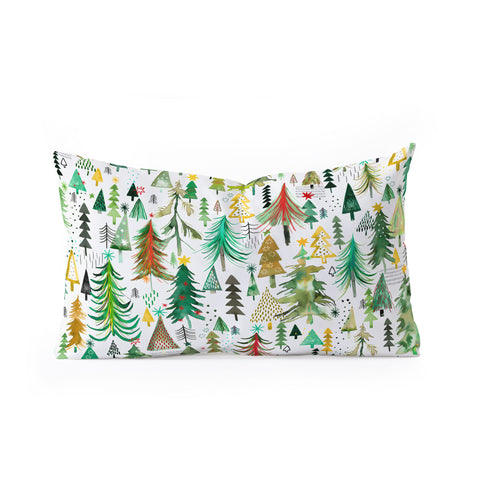 Ninola Design Colorful christmas trees Yuletide Oblong Throw Pillow