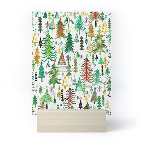 Ninola Design Colorful christmas trees Yuletide Mini Art Print