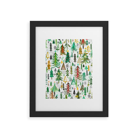 Ninola Design Colorful christmas trees Yuletide Framed Art Print